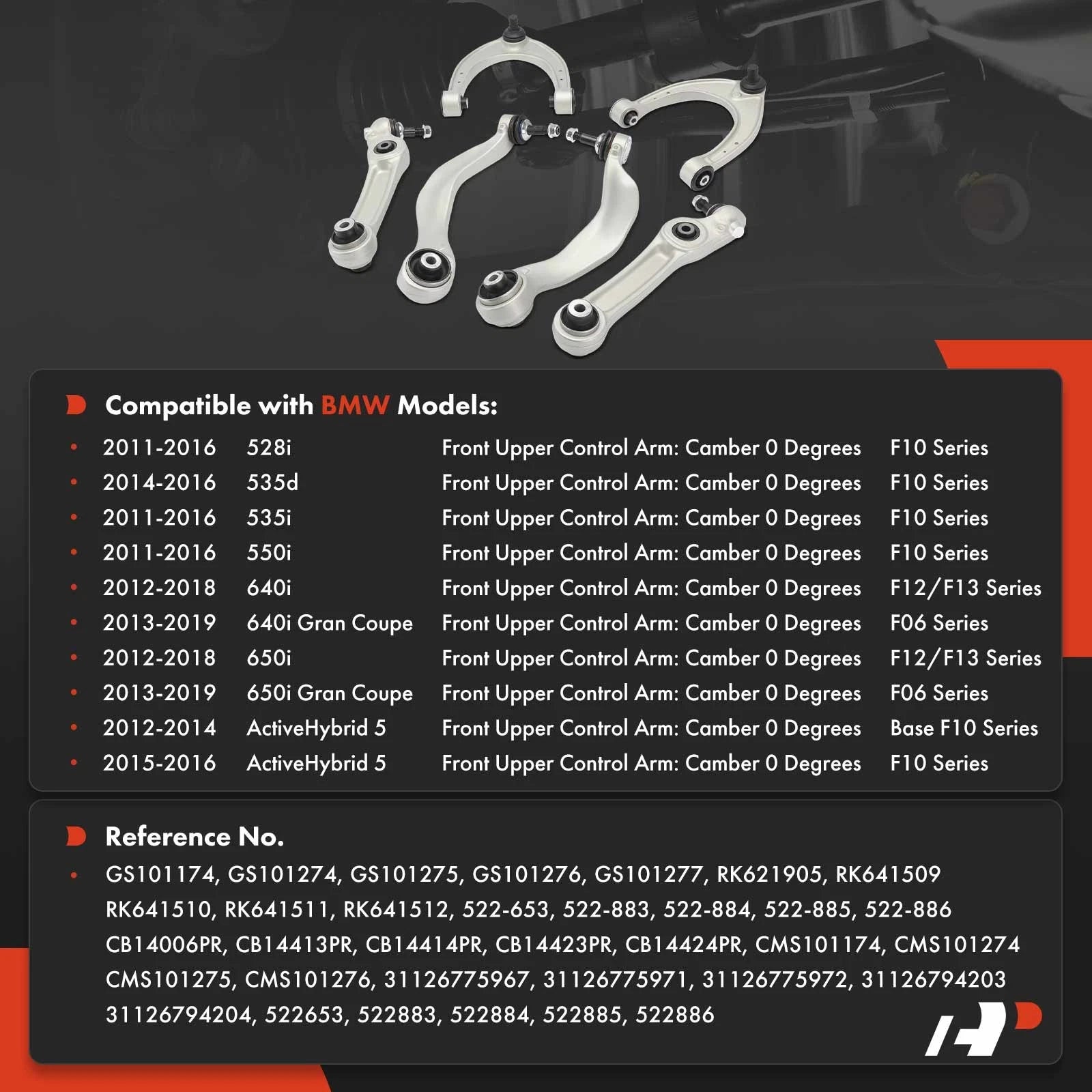 6X Control Arm and Ball Joint Kit for BMW F10 528i (2011–2017)