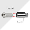 20Pc M12X1.25 Silver JDM Closed End Cone Hex Wheel Lug Nuts + Extension 25mmx50mm
