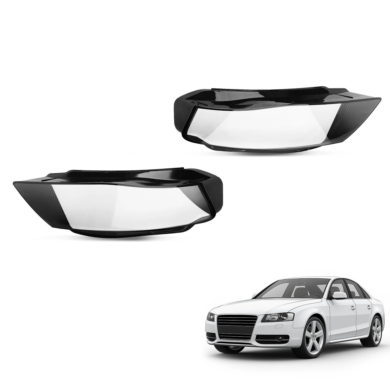 Clear Lens Headlight Cover Pair for Audi A4 (2009–2012)