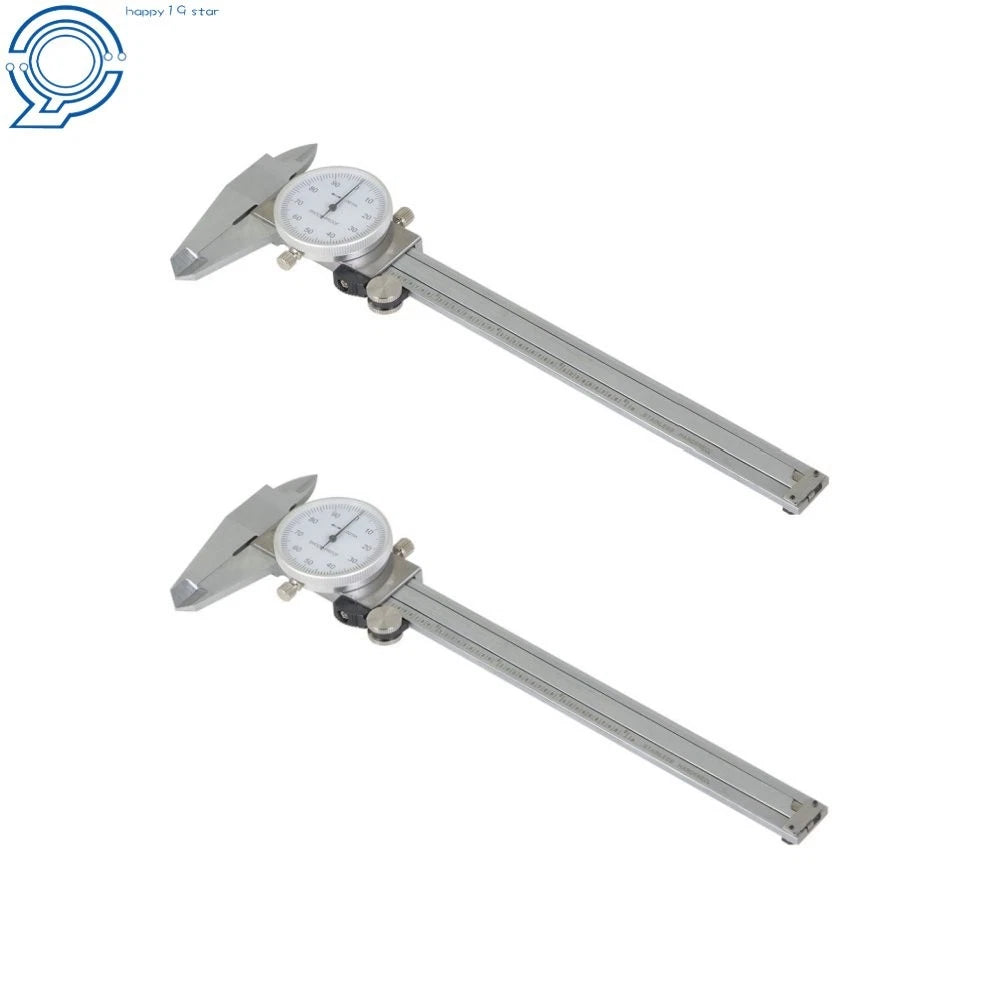 2 Pcs Dial Caliper Stainless Steel 6 In Shockproof Gauge 0.001" Accuracy