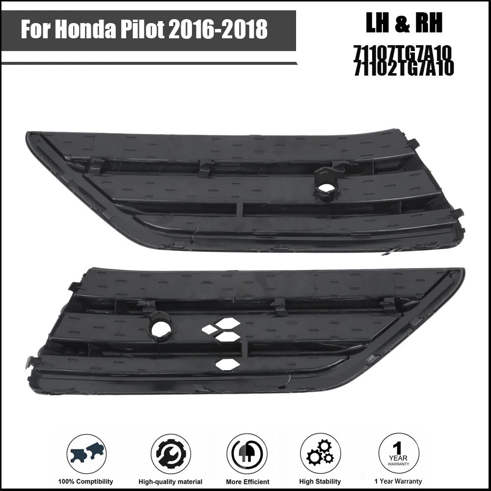 Set of 2 Front Bumper Fog Light Covers for Honda Pilot (2016-2018)