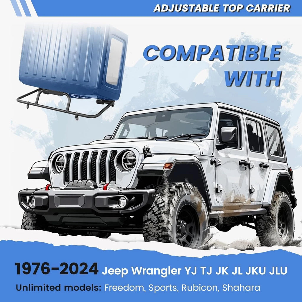 Hard Top Carrier Rack for Jeep Wrangler YJ TJ JK JL (1976–2024)