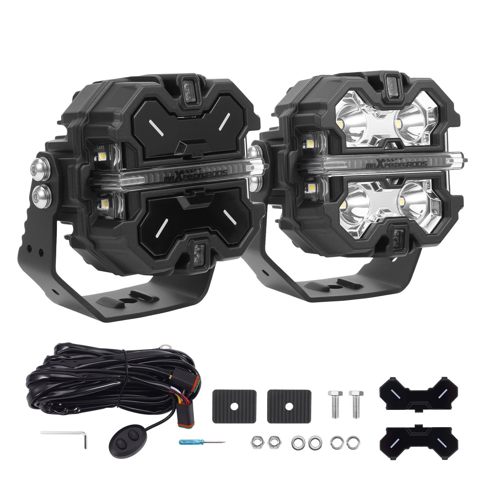 LED Light Pods for Off Road Vehicles (3.5 Inch, White Amber)
