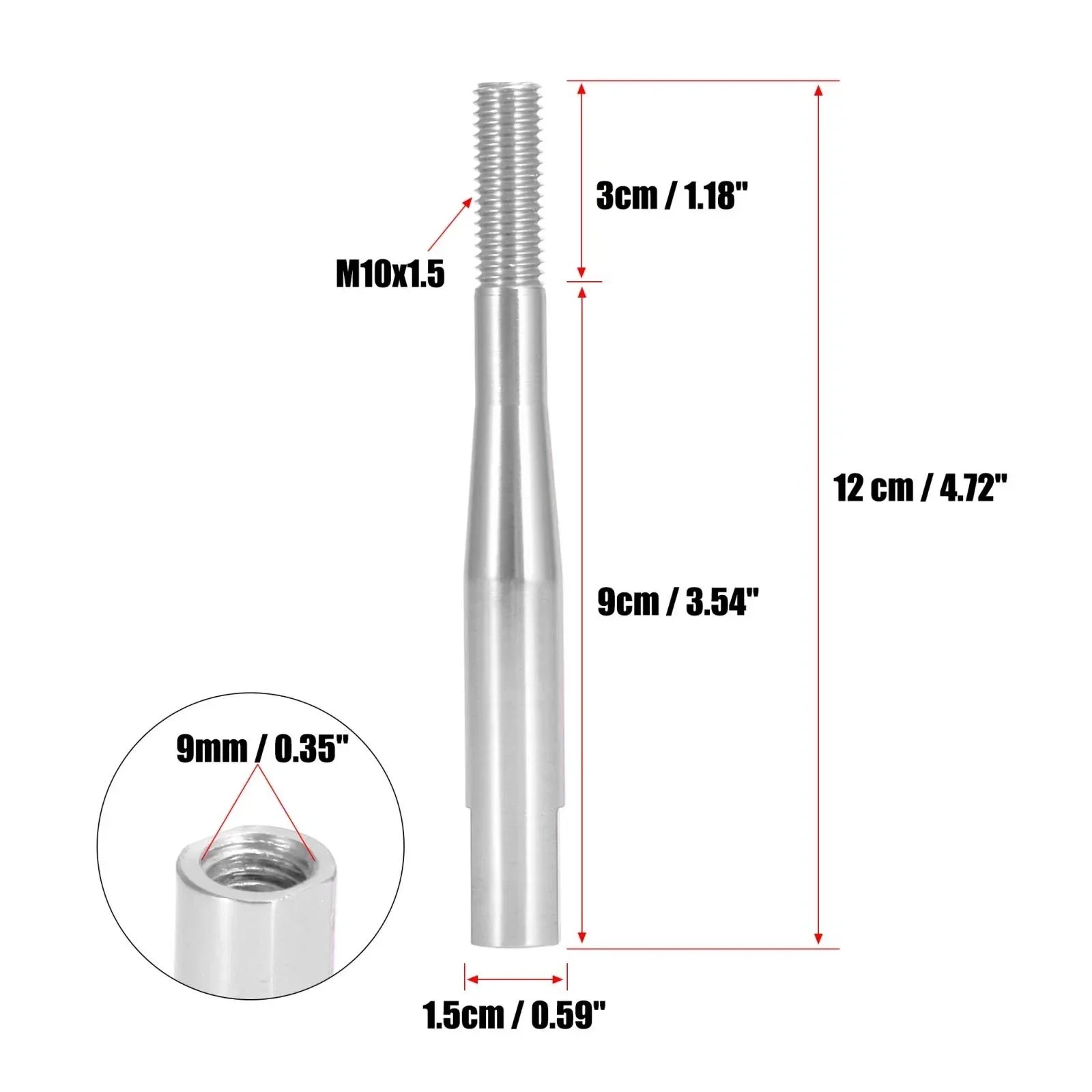 Shift Knob Extender for Honda Civic & Fit M10X1.5 Silver Tone (2006-2023)