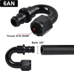 2X 6AN Push Lock Hose Barb Fittings AN6 180° Black for Universal