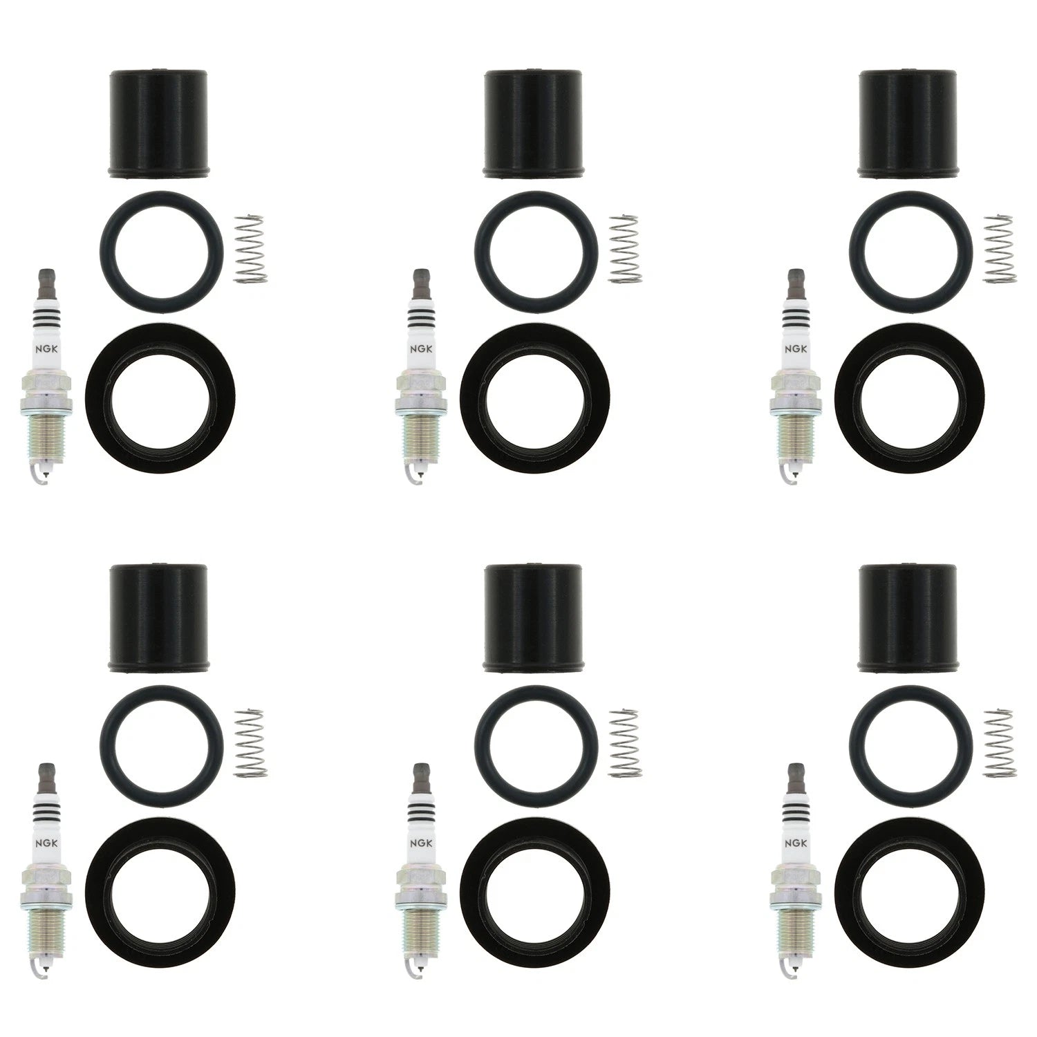 Set of 6 NGK Iridium IX Spark Plugs & Coil Boots for Commander Dakota Liberty (V6)