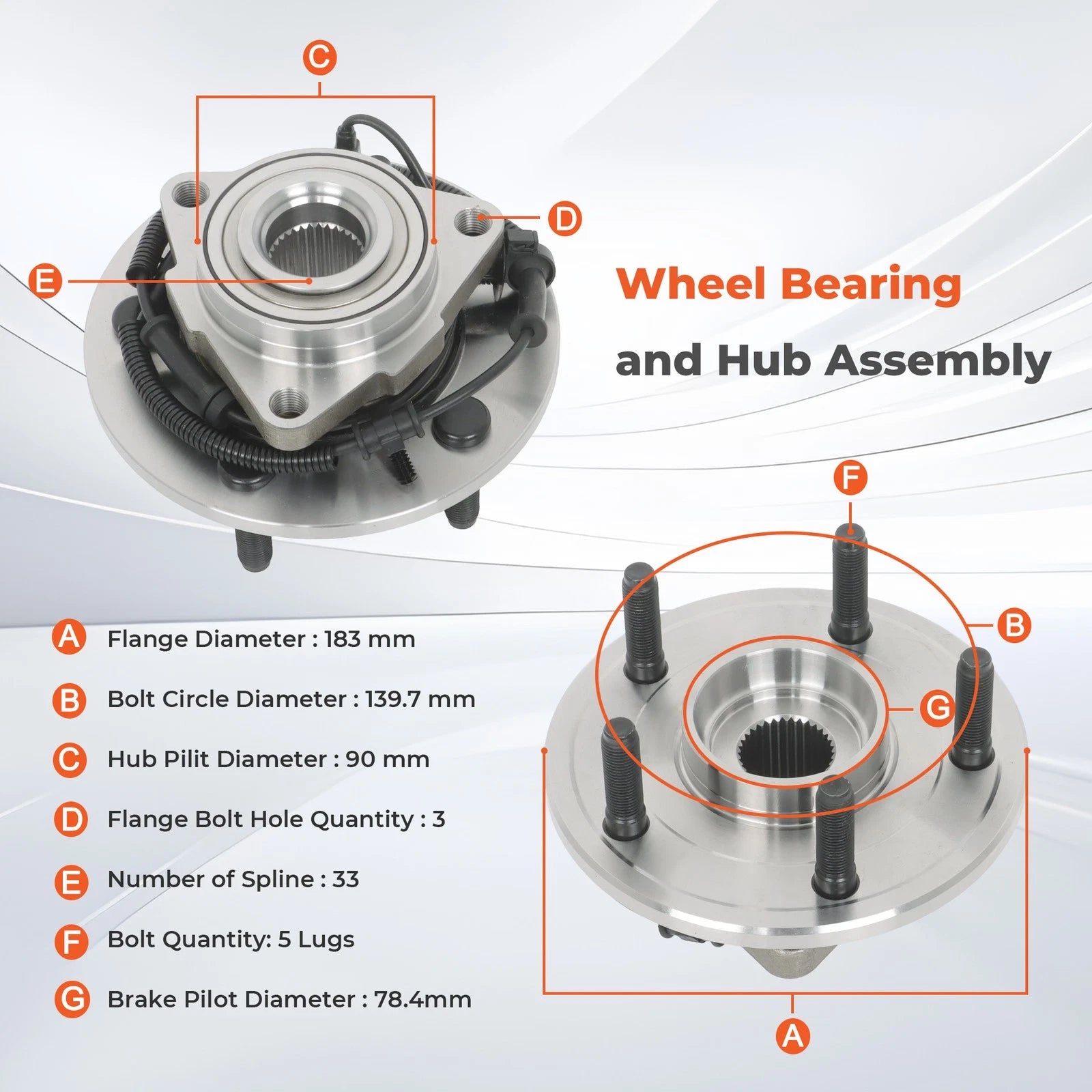 Front Wheel Bearing and Hub Assembly for Dodge Ram 1500 (2006–2008)