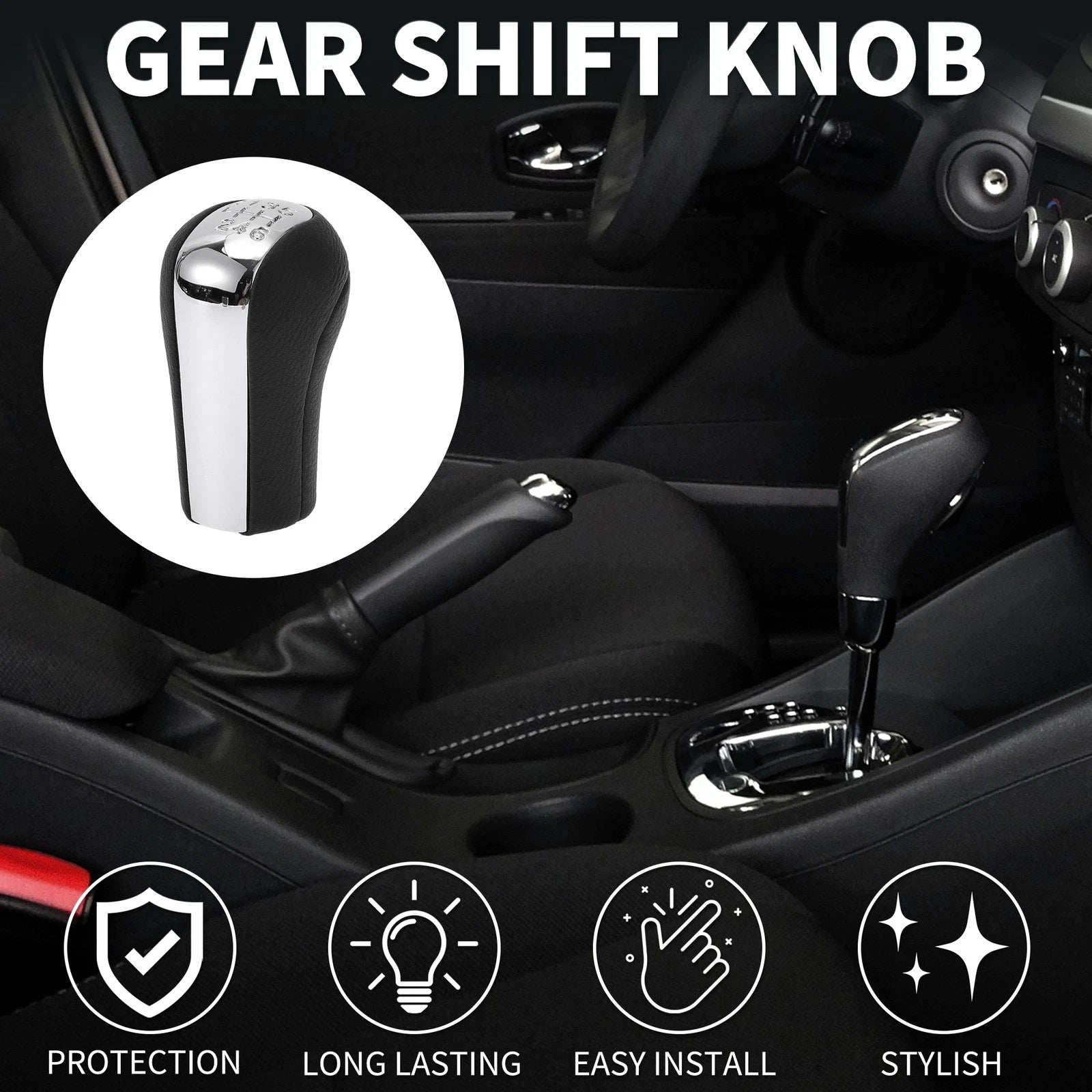 6 Speed Manual Gear Shift Knob for Toyota Corolla (1992–2013) Faux Leather Black