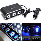 3-Port 12V Cigarette Lighter Socket Splitter for Car (2010–2025)