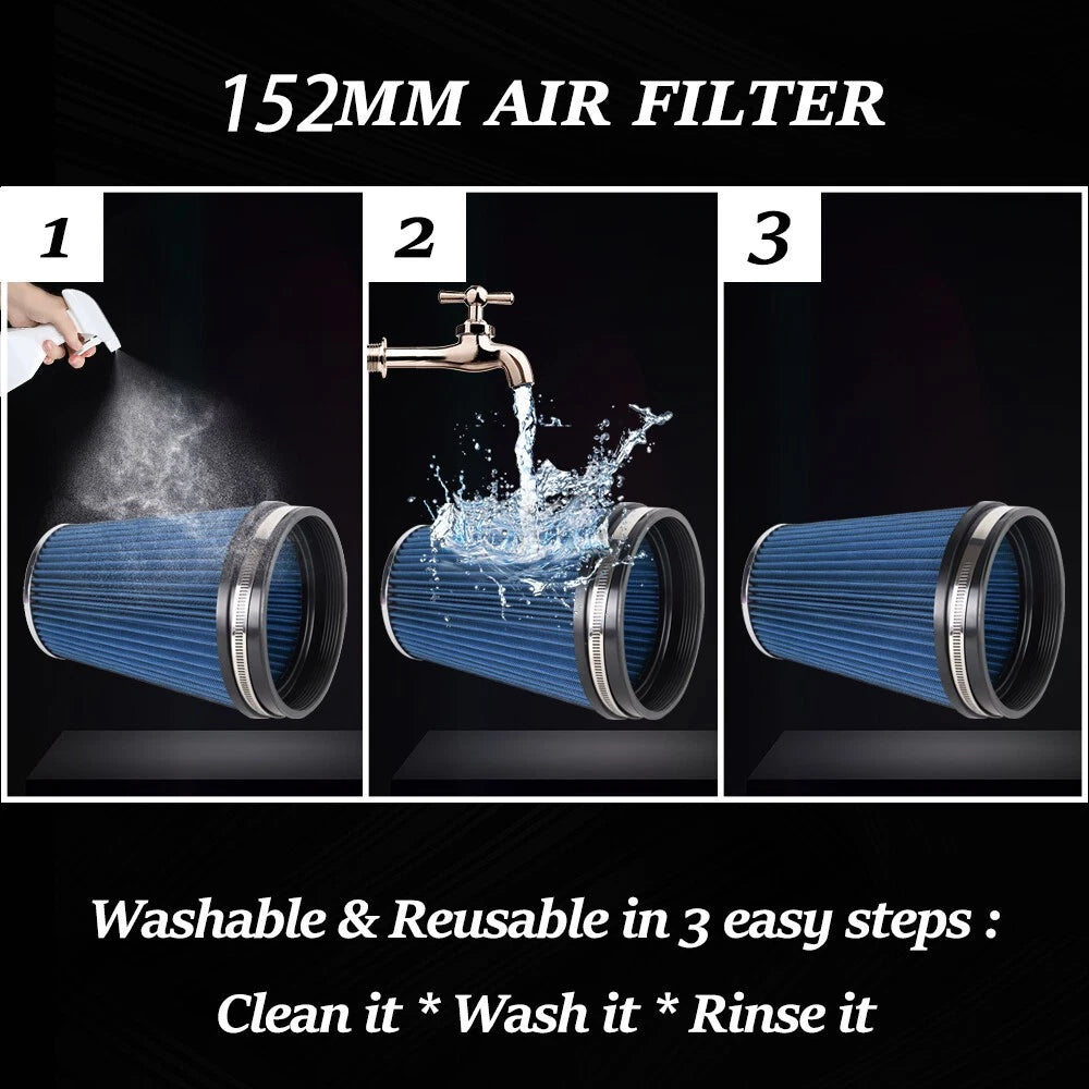 6" Universal Inlet Air Intake Cone Replacement Dry Filter for Trucks