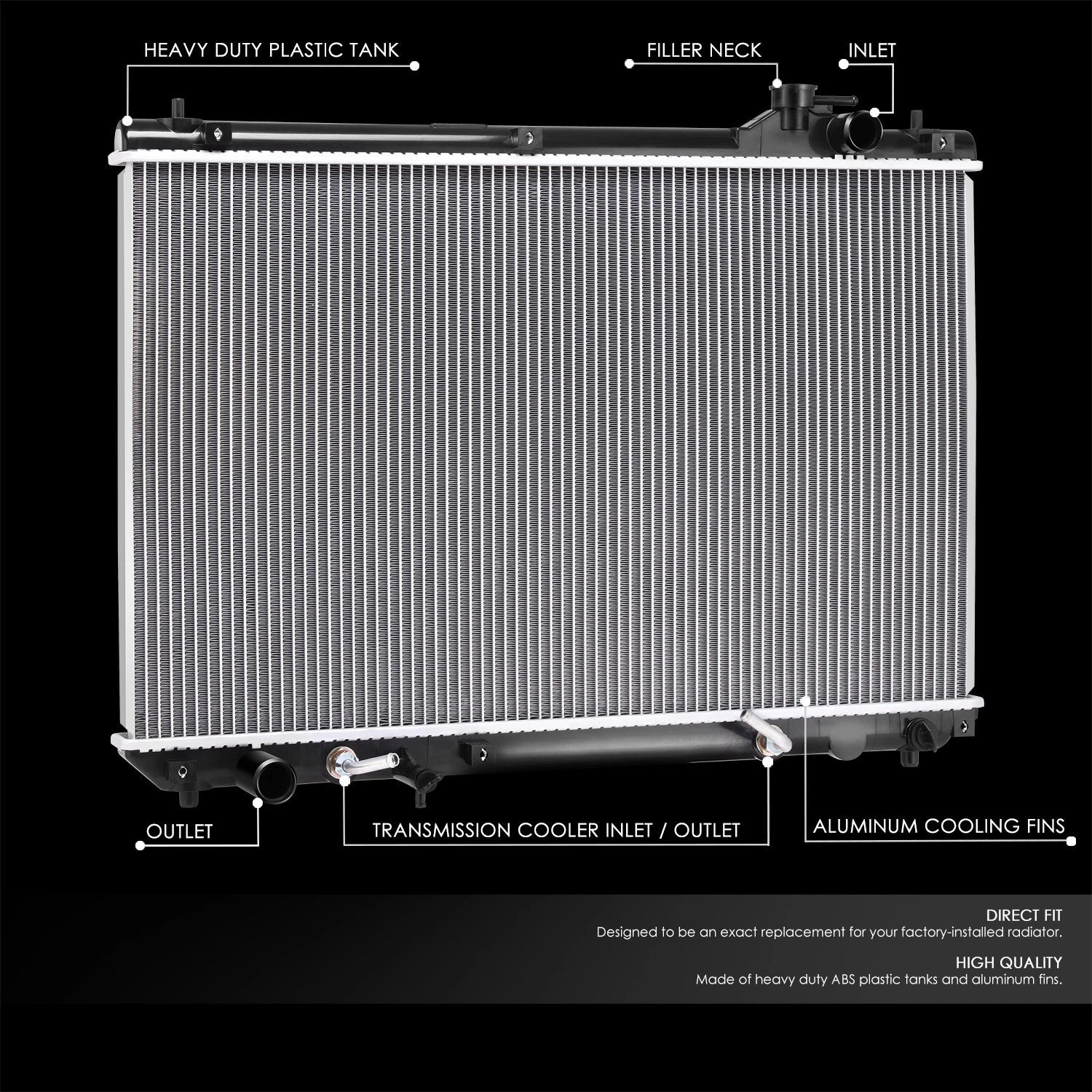 Full Aluminum Core Cooling Radiator for Toyota Highlander V6 (2004–2007)