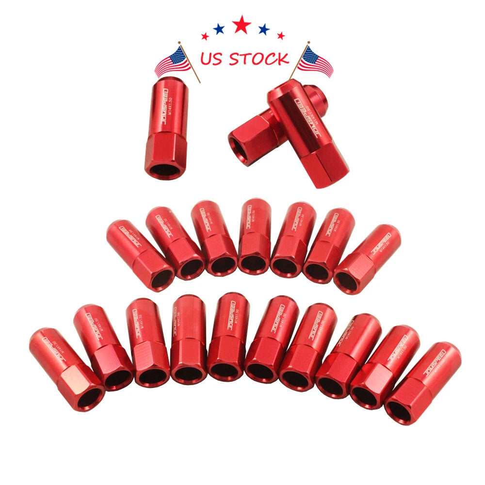 Set of 20 Red Aluminum Tuner Racing Extended Lug Nuts for Universal 