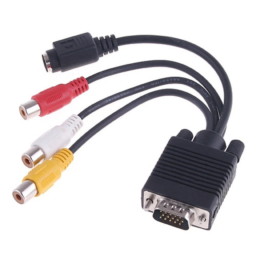 S-Video 4-Pin & RCA Female Adapter for VGA Male Input Port