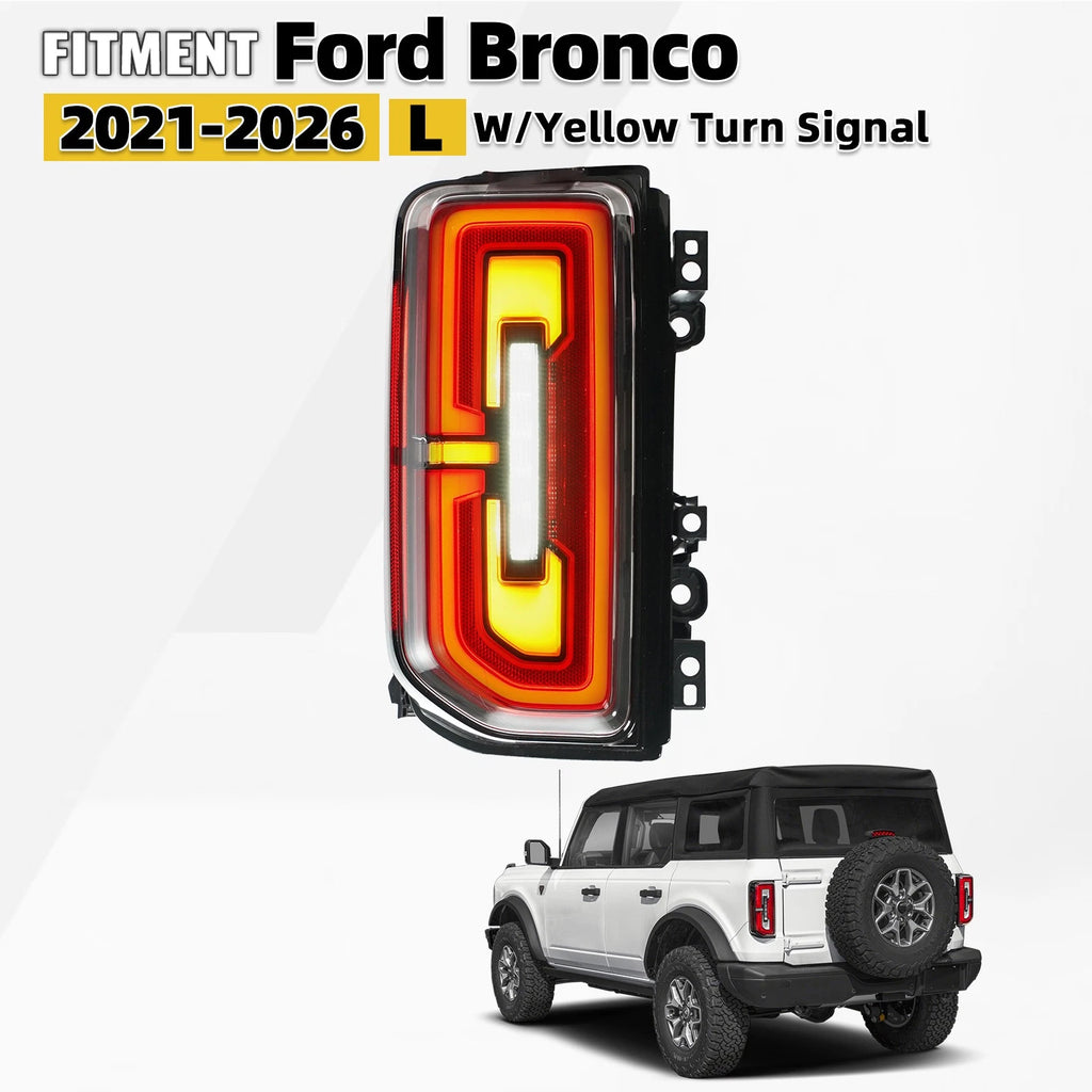 LED Tail Light for Ford Bronco Badlands (2021–2026) - Left, Yellow Turn Signal