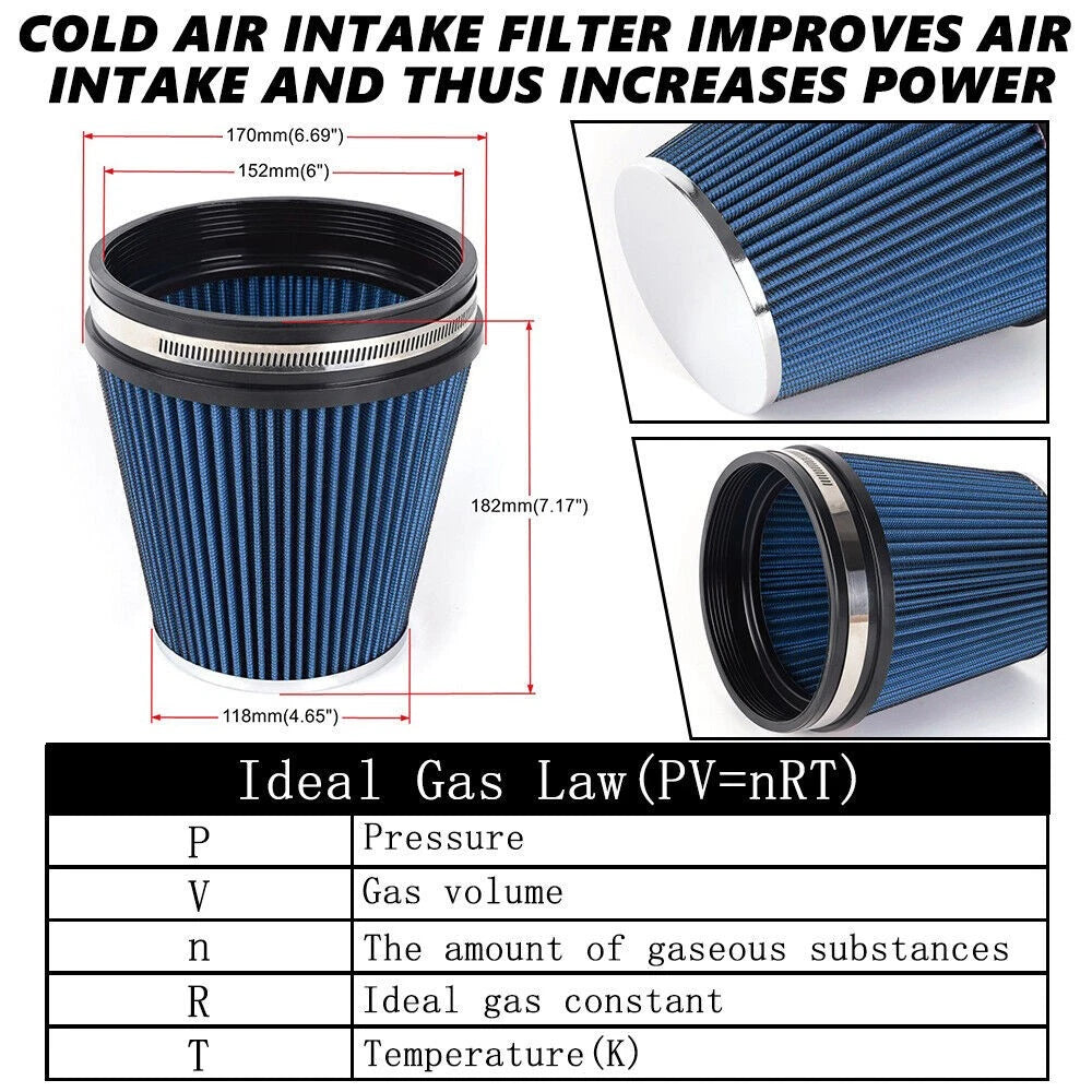 6" Air Intake Cone Filter for Truck (152mm Inlet)