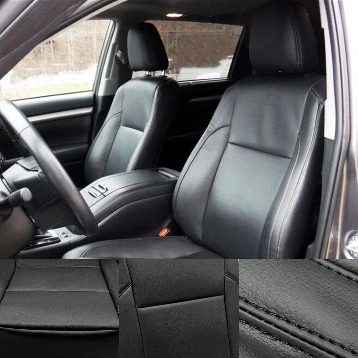 Set of 2 Seat Covers for Toyota Highlander LE/Hybrid (2014–2019) Black