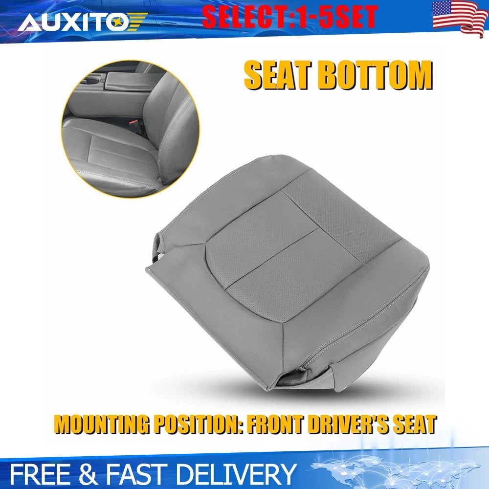 Gray Leather Driver Bottom Seat Cover Pad for Ford F250 F350 (2011–2016)