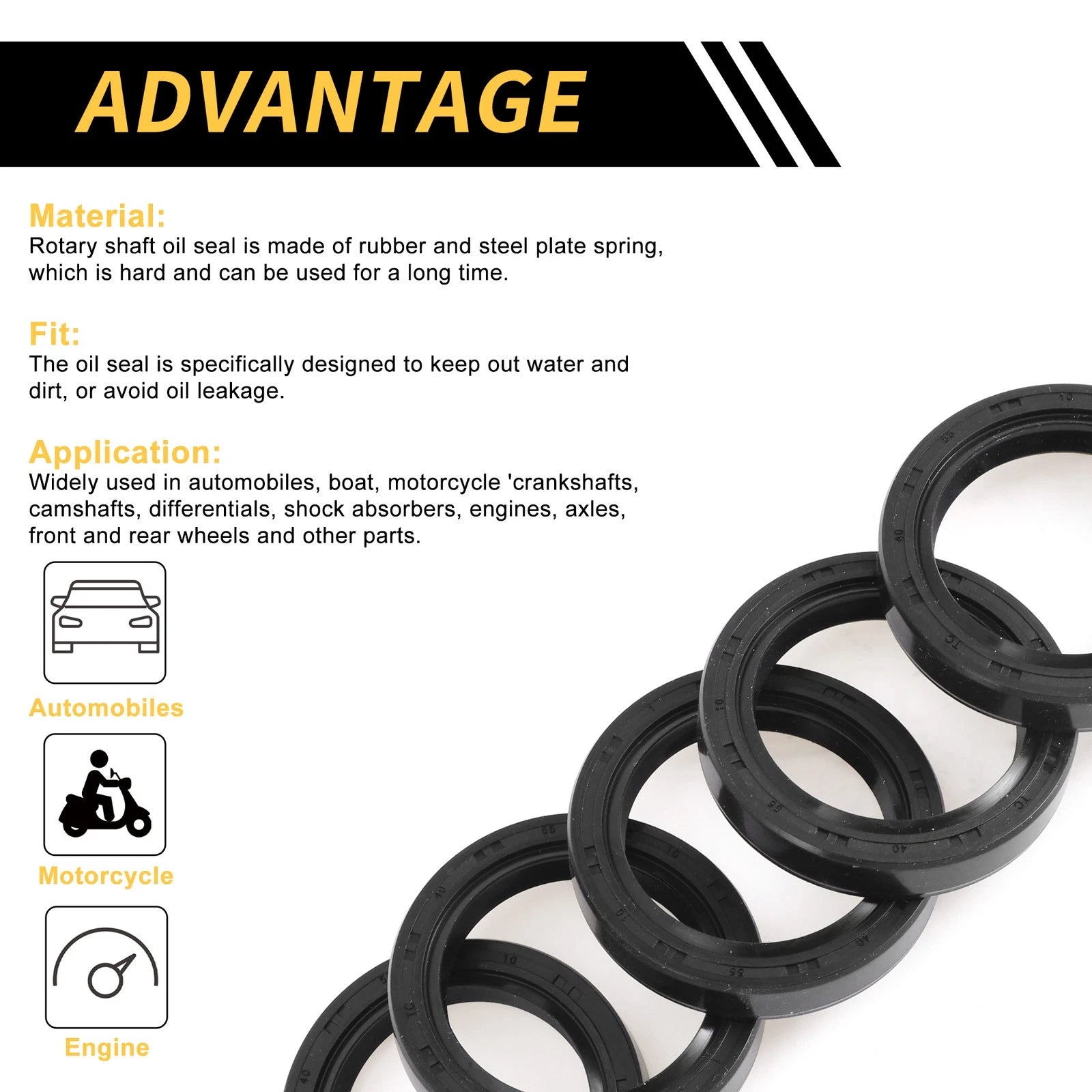 Set of 5 Oil Seal Rotary Shaft Seal NBR Rubber 40x55x10mm for Various Models