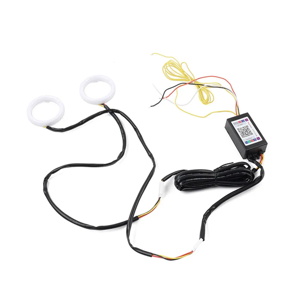 100MM RGB Phone Control Angel Eye Halo Rings Headlight DRL for Car