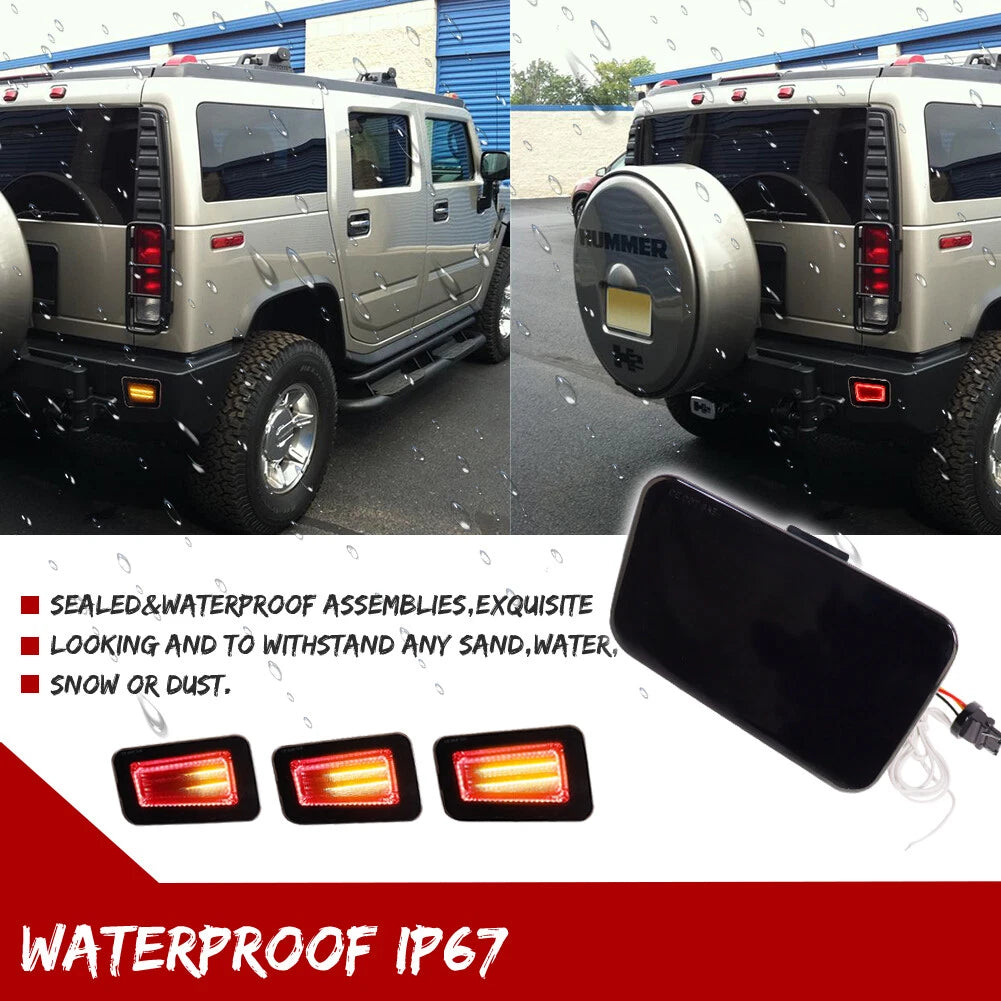 2X Smoked LED Rear Bumper Reflector Lights for Hummer H2 (2005–2009)