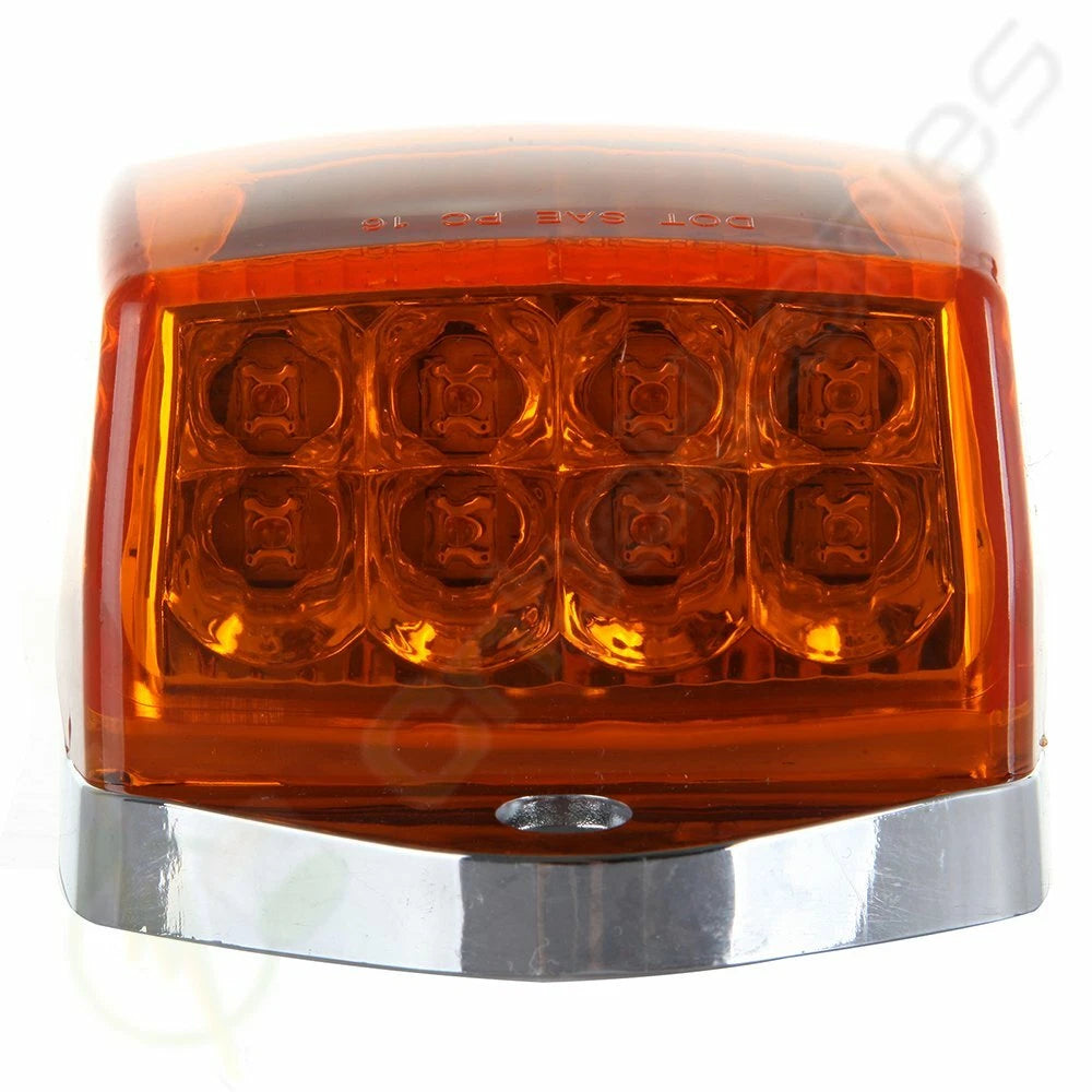 1pc Amber Chrome LED Cab Marker Lights for Peterbilt Kenworth Freightliner