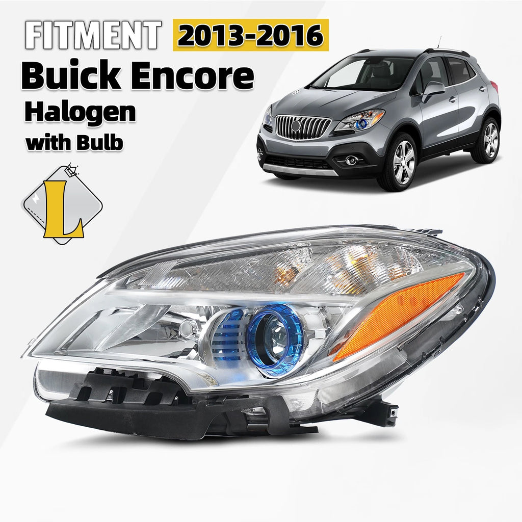 Halogen Headlight for Buick Encore (2013–2016) Chrome w/Bulb Driver Left