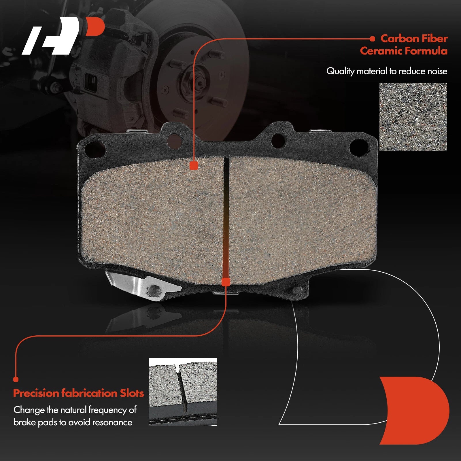 Ceramic Brake Pad Set for Toyota Tacoma and 4Runner (1995–1998, 2004)