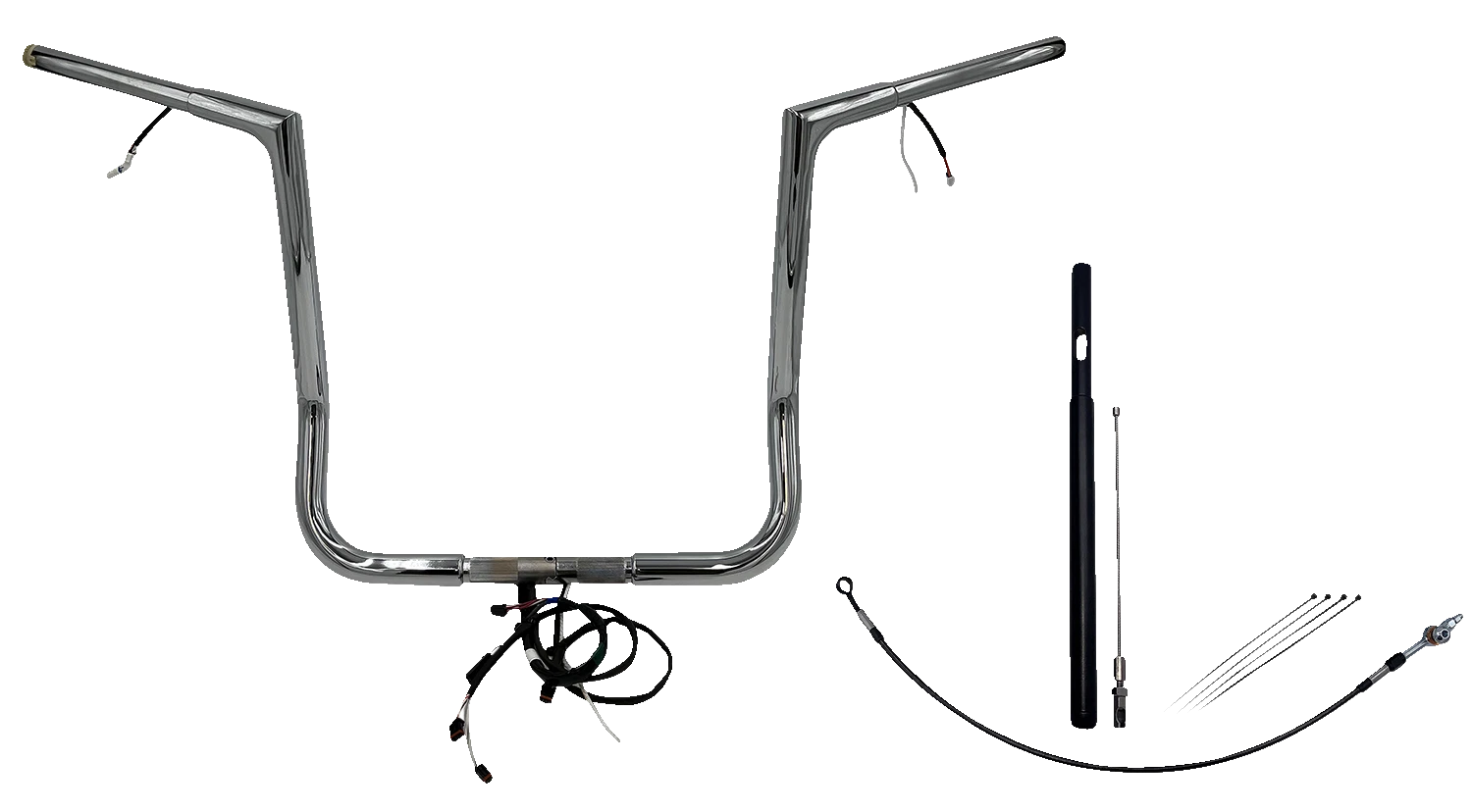 1-1/4" Flat Top Handlebar Kit for Harley Davidson (16") (EZ Install, Chrome)