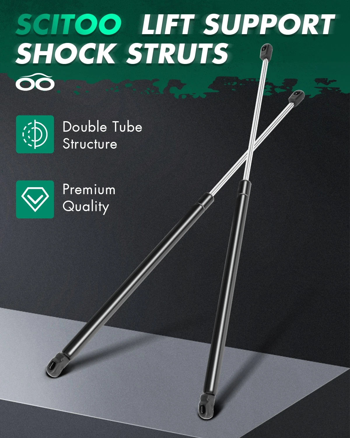 Set of 2 Front Hood Gas Lift Support Struts for Dodge Durango (2011–2018)