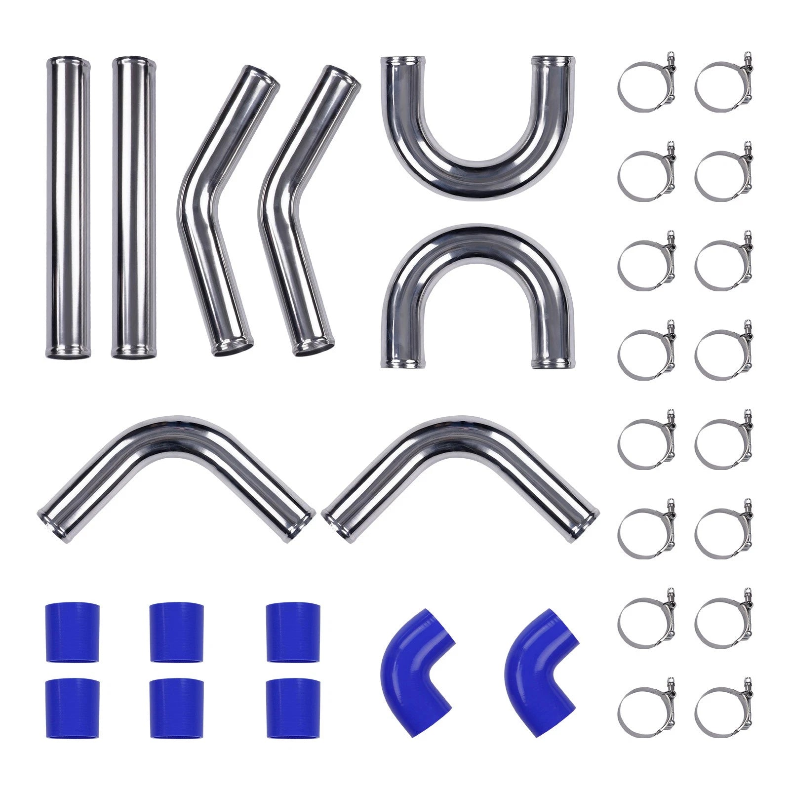 2.5" Polished Aluminum Intercooler Pipe Kit for Universal Applications