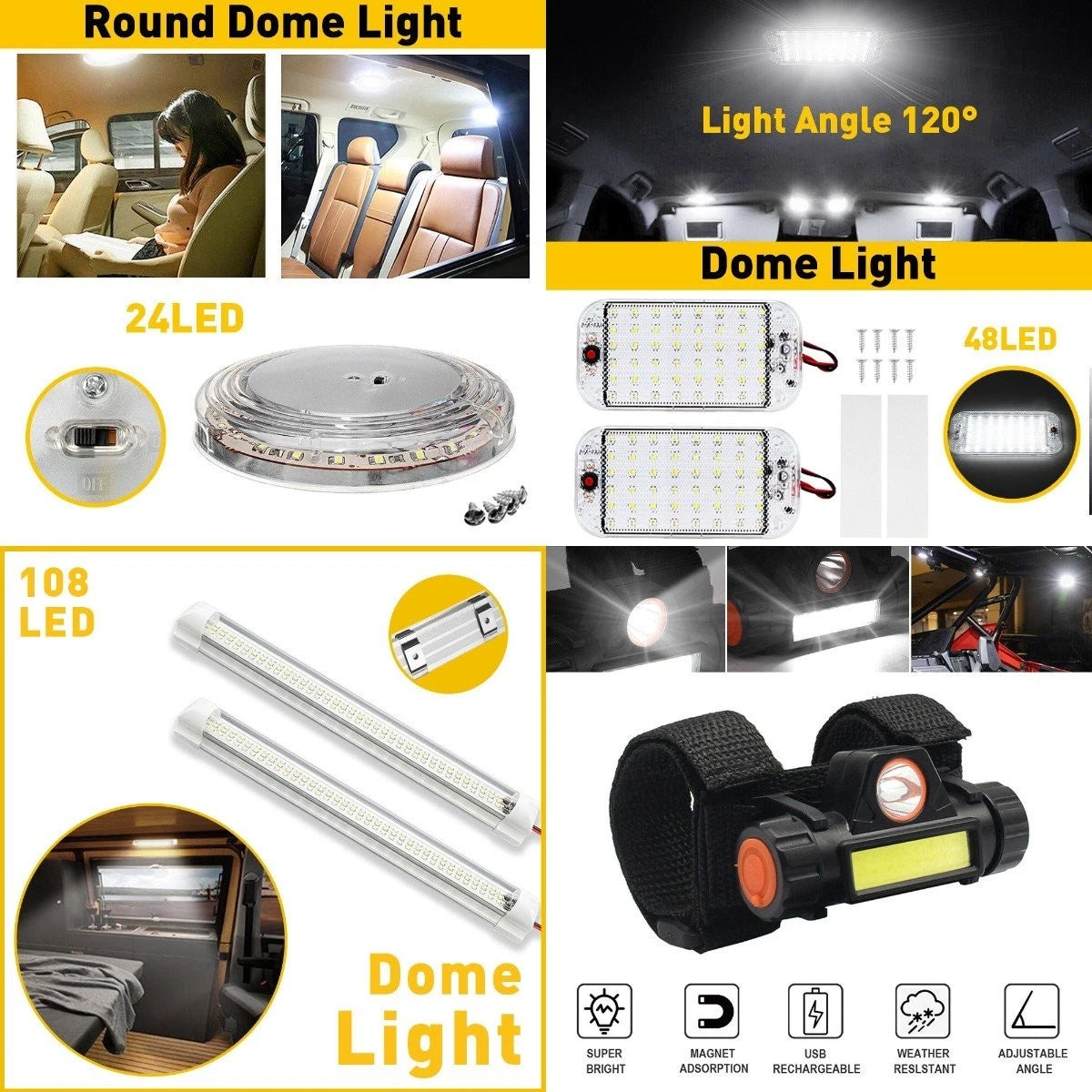 108LED Cargo Interior Light for RV Trailer Boat Van (12V)