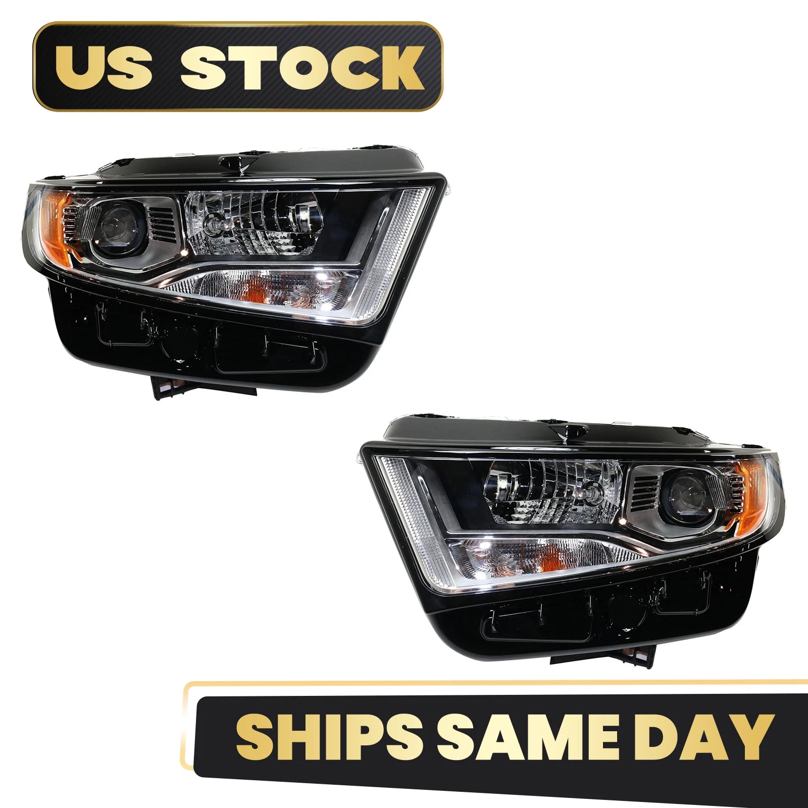 HID/Xenon Headlight Set for Ford Edge (2015–2018) Chrome Left+Right Pair