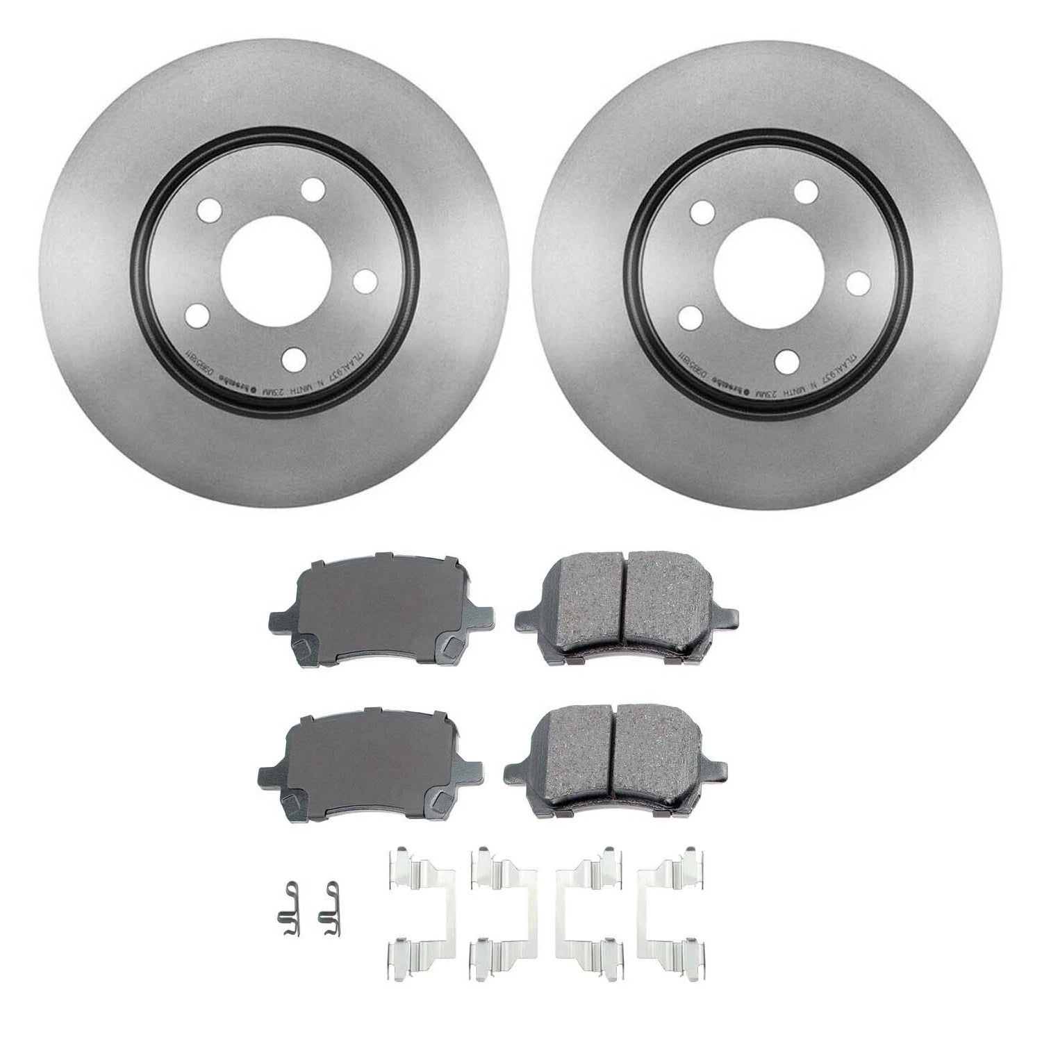 Set of 4 Akebono ProACT Front Brake Kit Disc Rotors Ceramic Pads for Malibu G5 G6 Aura (2004–2013)