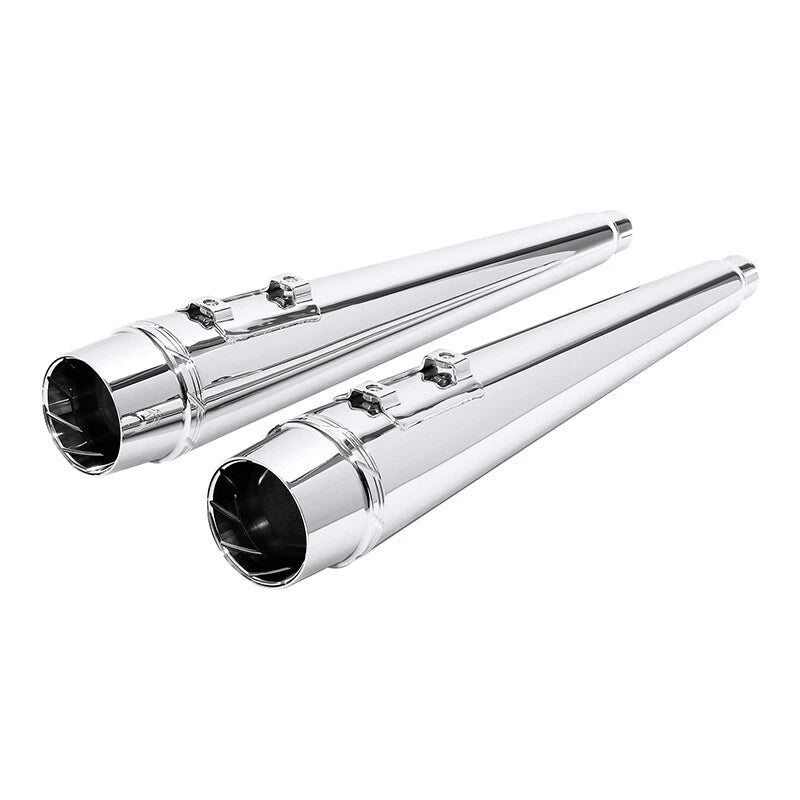 Chrome 4" Slip-On Megaphone Mufflers for Harley Touring (1995–2016)