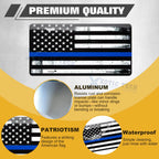 American Flag Front License Plate Valve Stem Cap Cover for Universal Blue (-)