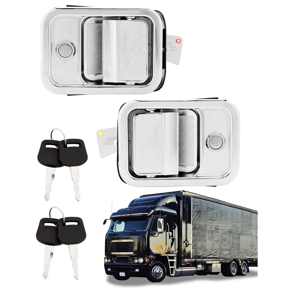 2X Front Exterior Door Handles with Lock Cylinders for Freightliner Columbia (2003–2014)