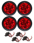 Set of 4 Red 10 LED 4" Round Brake Stop Turn Tail Lights for Truck Trailer