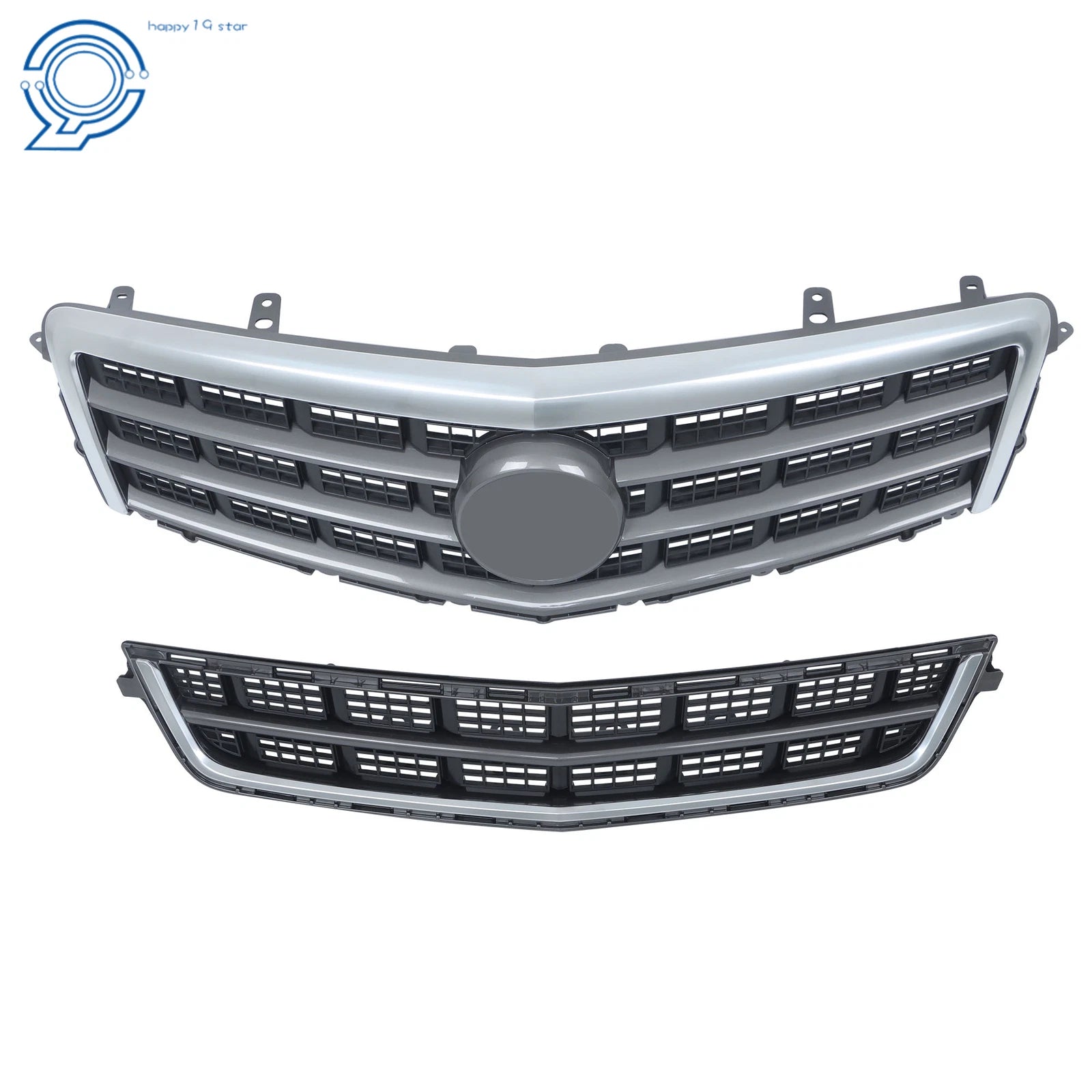 Set of 2 Matte Chrome Front Upper and Lower Grilles for Cadillac ATS (2013–2014)