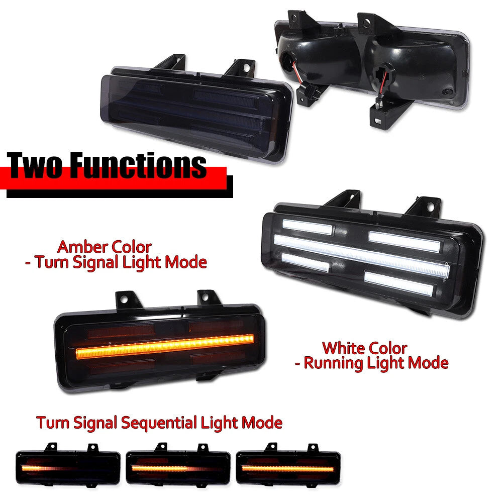 2X Smoked Switchback LED DRL Signal Lights for Chevy GMC Van