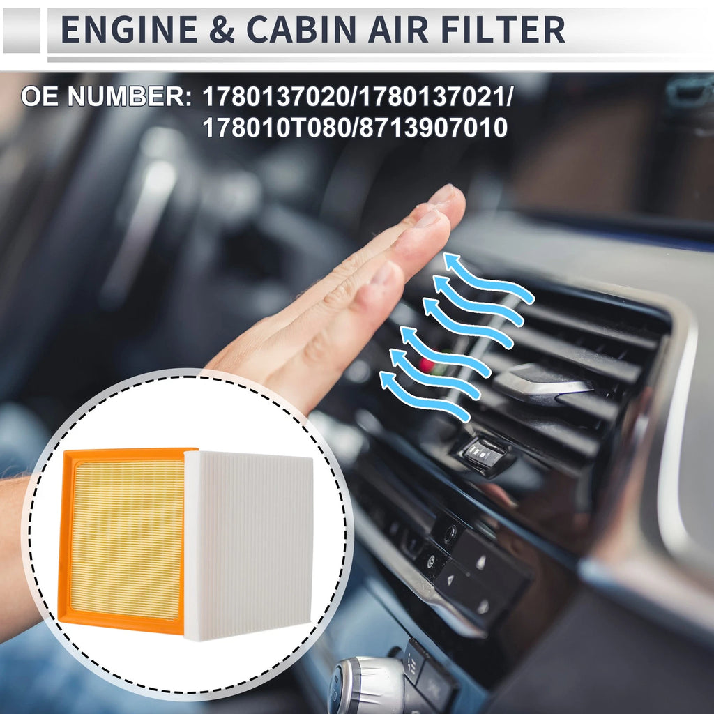 Set of 2 Engine Cabin Air Filters No.1780137020 for Toyota Prius (2012–2015)