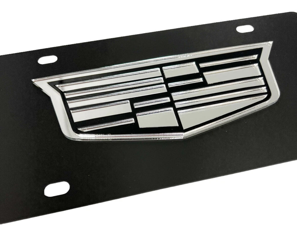Vanity License Plate Black Stainless with Chrome Cadillac Logo for Cadillac (2009–2019)