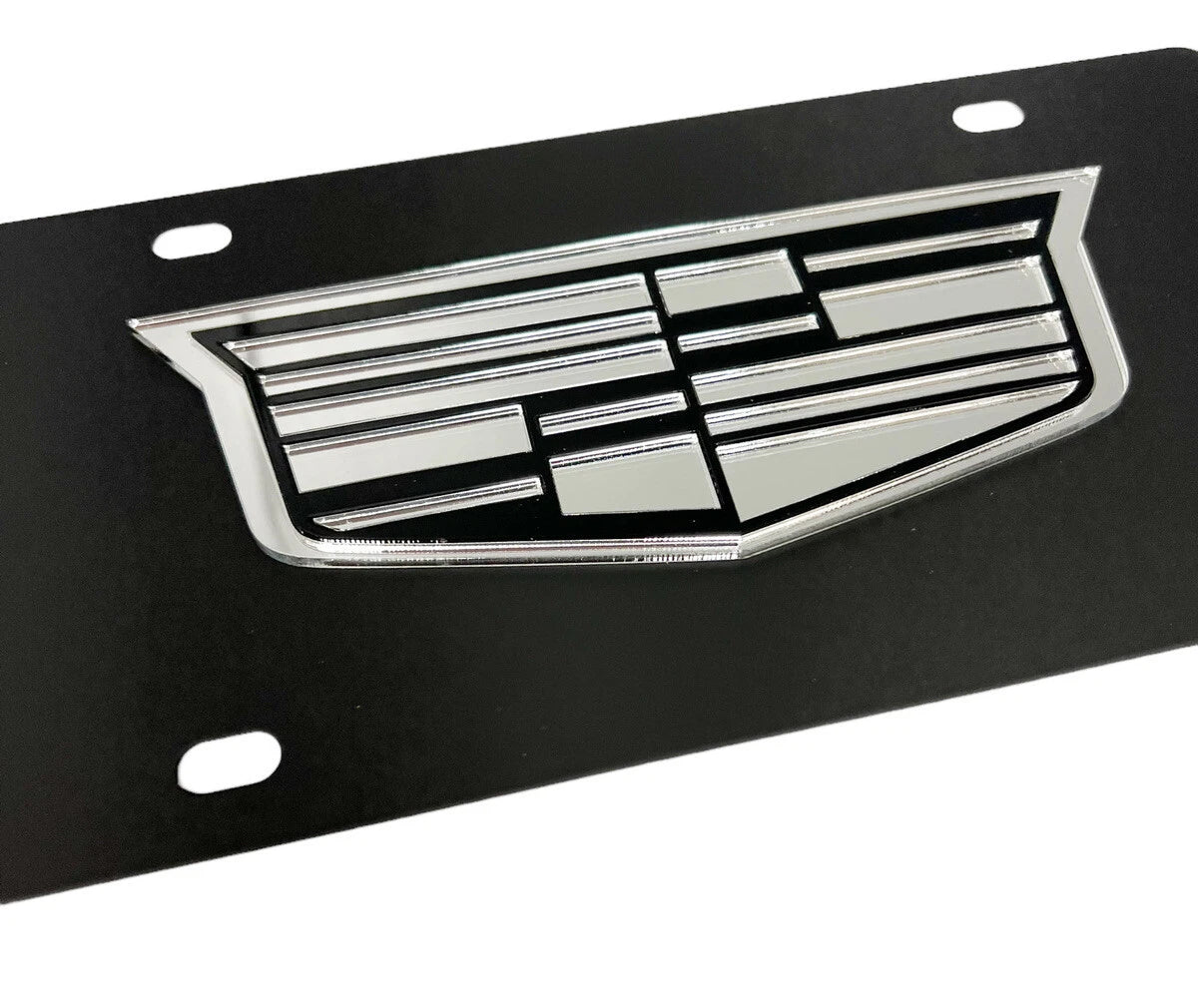 Vanity License Plate Black Stainless with Chrome Cadillac Logo for Cadillac (2009–2019)