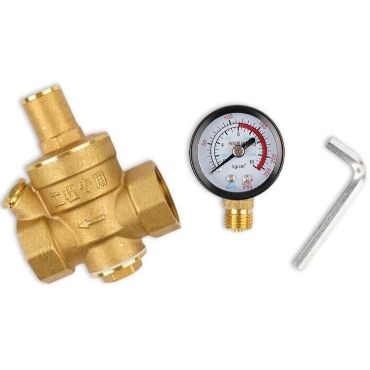 Adjustable Water Pressure Reducer Valve with Gauges for DN20