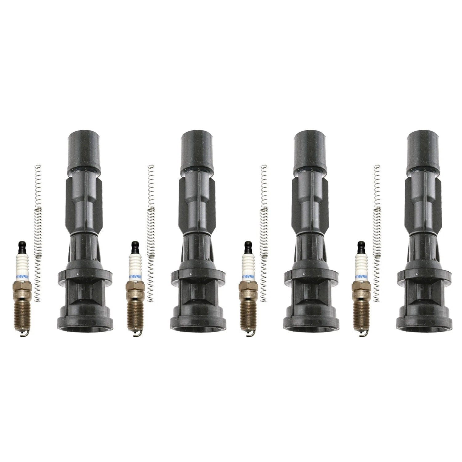 Set of 4 Denso Double Platinum Spark Plugs & Coil Boots for Mazda 5 (2015)