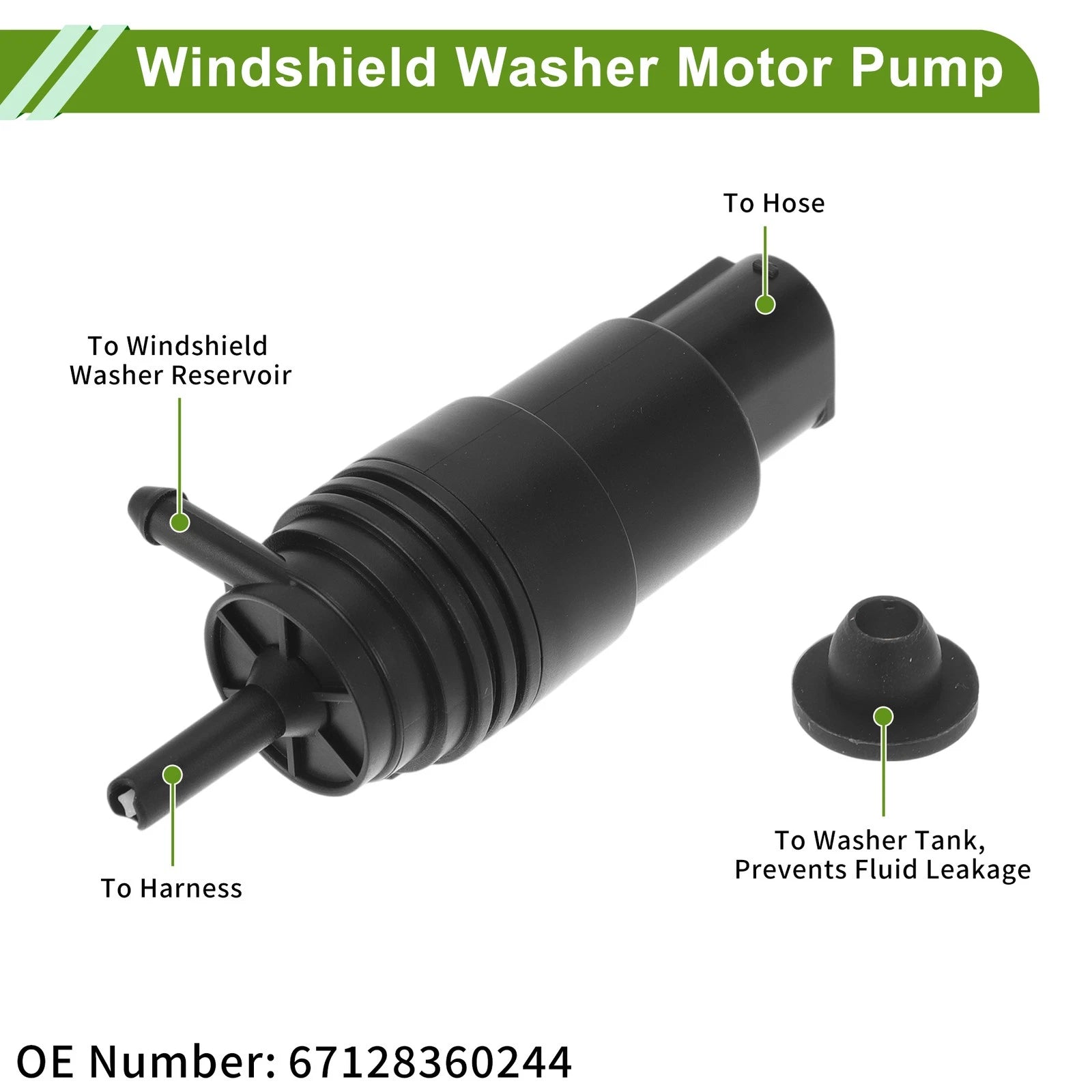 Windshield Washer Pump with Grommet for BMW 740i (No. 67128360244)