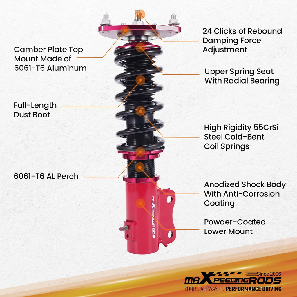 2X Adjustable Coilovers for Mitsubishi Lancer (2002–2006)