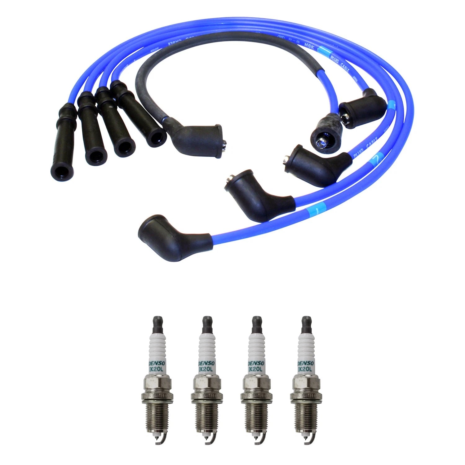 NGK 7mm Wire Set & Denso Iridium Spark Plug Kit for Mazda 626 MX-6 (1993–1997)