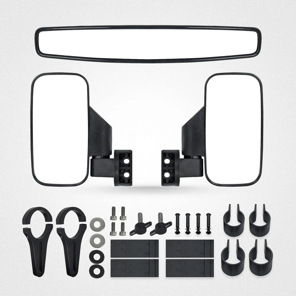 Set of 2 Rear View Center & Side Mirrors for Polaris Ranger RZR XP (2008–2020)