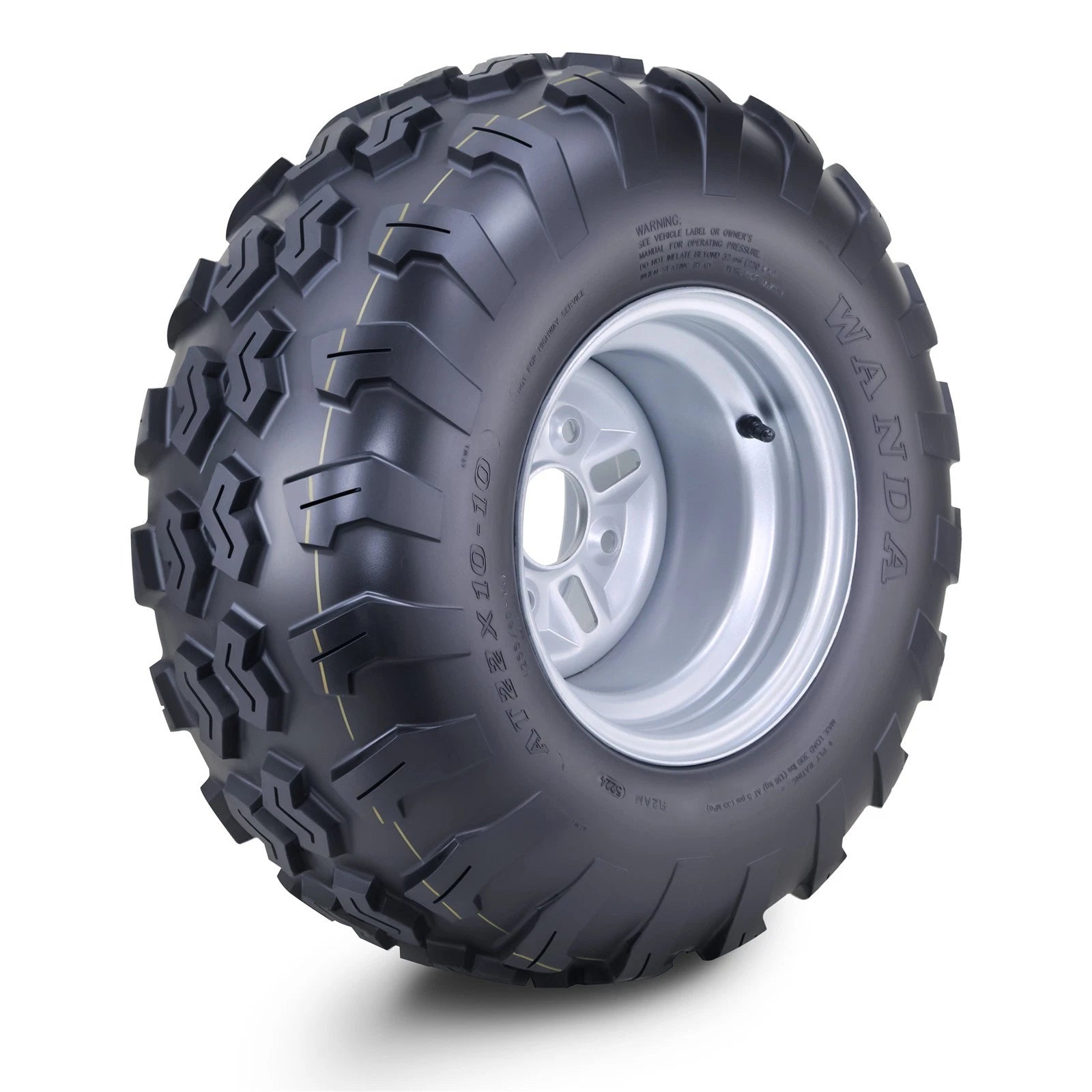 WANDA ATV Tire 22X10-10 with 4 Lugs on 110mm PCD Silver Wheel 10238