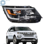 Halogen Headlight for Ford Explorer Sport (2016–2018) with LED DRL Black Housing